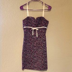 Chic Black Dress with Pink & White Polka Dots